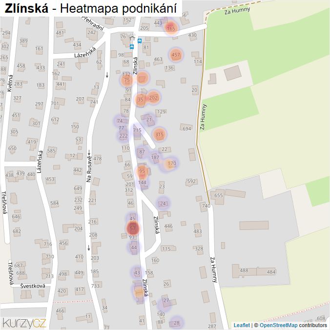 Mapa Zlínská - Firmy v ulici.