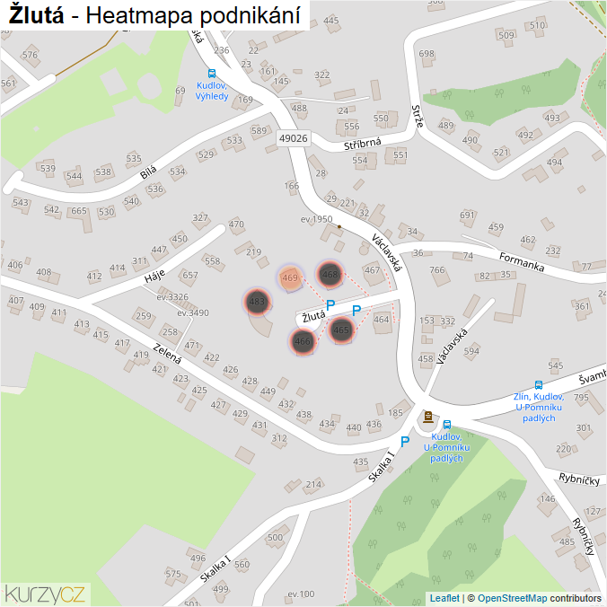 Mapa Žlutá - Firmy v ulici.