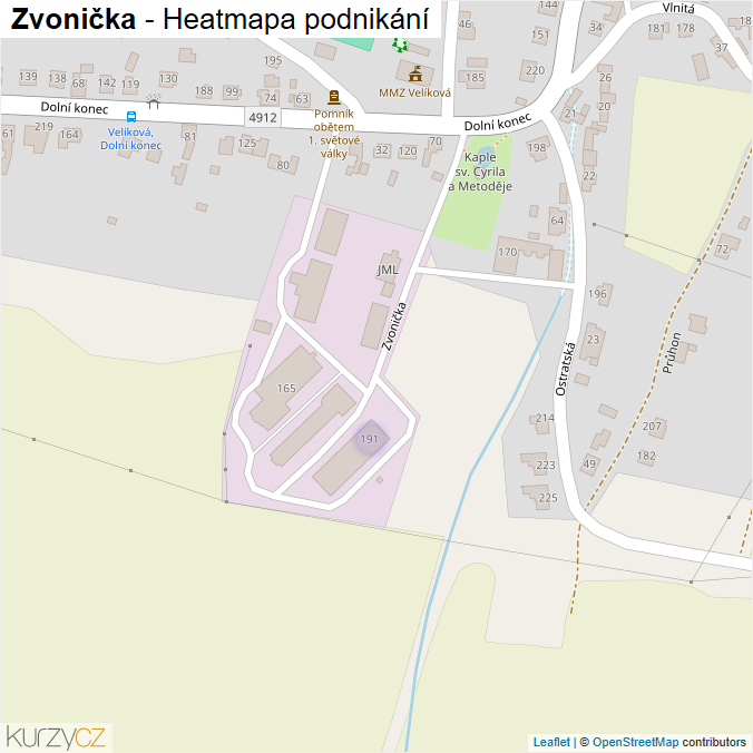 Mapa Zvonička - Firmy v ulici.
