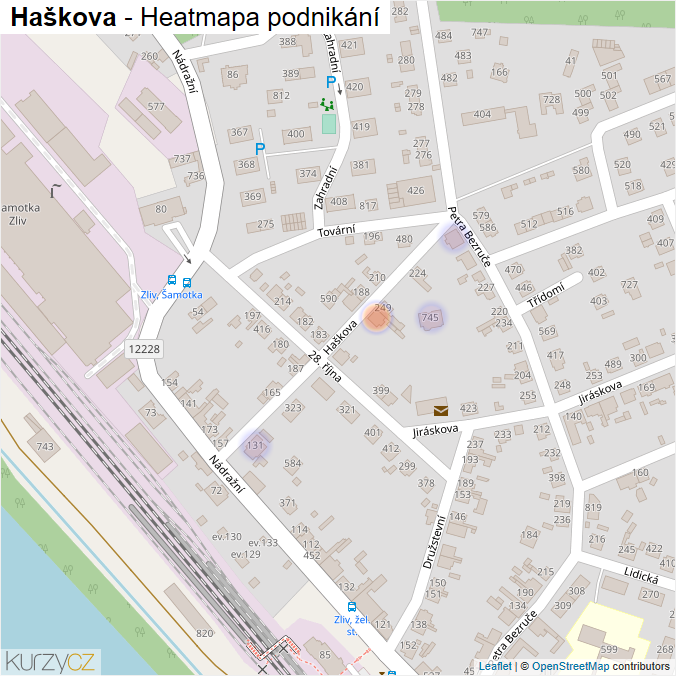 Mapa Haškova - Firmy v ulici.