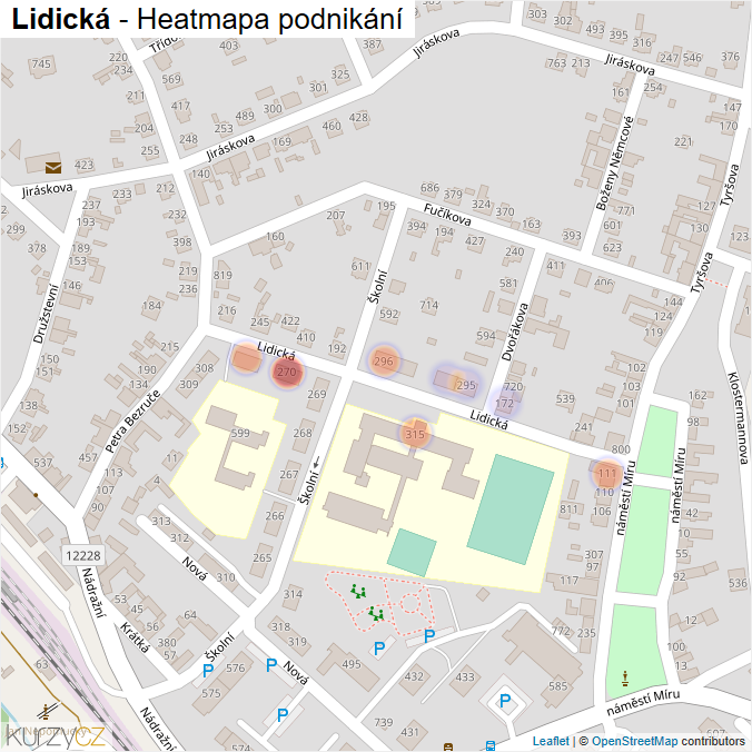 Mapa Lidická - Firmy v ulici.