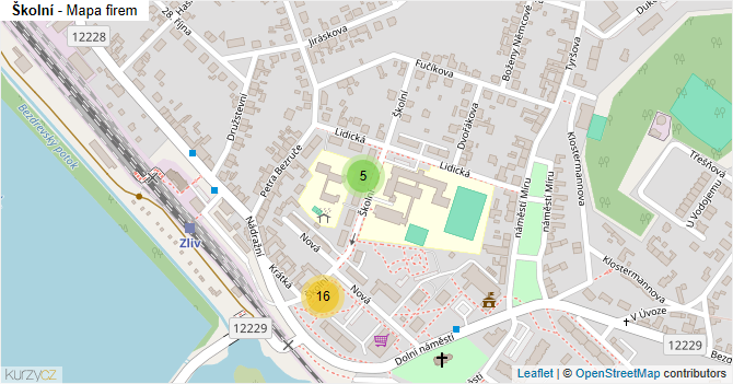 Školní - mapa firem