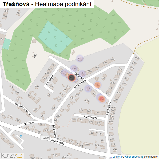 Mapa Třešňová - Firmy v ulici.