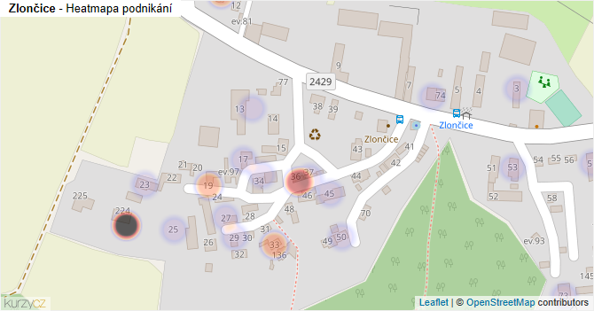 Zlončice - mapa podnikání