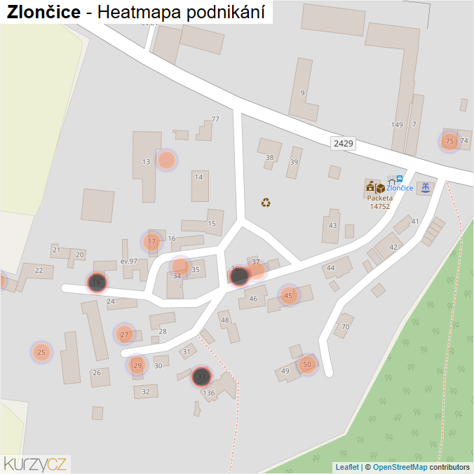 Mapa Zlončice - Firmy v obci.
