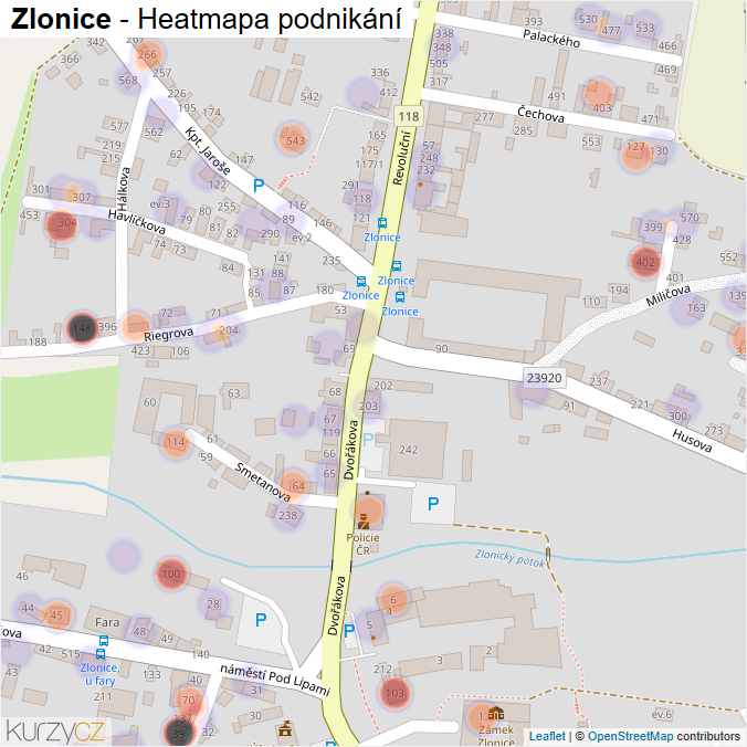 Mapa Zlonice - Firmy v obci.