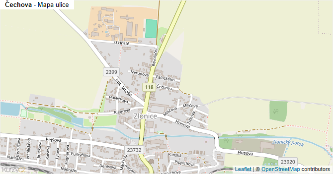 Čechova - mapa ulice