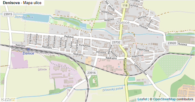 Denisova - mapa ulice
