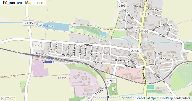Fűgnerova - mapa ulice