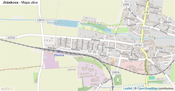 Jiráskova - mapa ulice