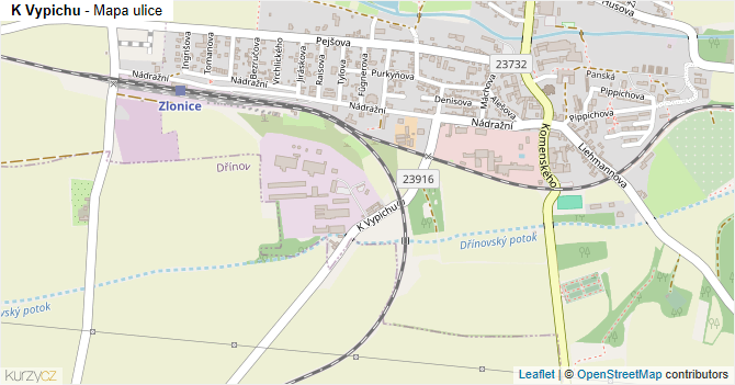 K Vypichu - mapa ulice
