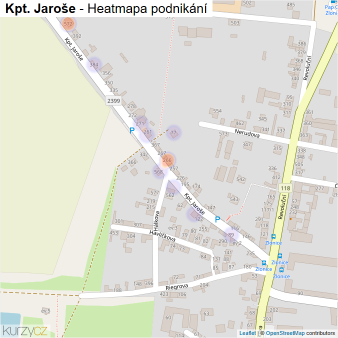 Mapa Kpt. Jaroše - Firmy v ulici.