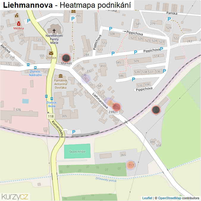Mapa Liehmannova - Firmy v ulici.