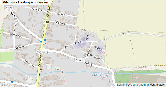 Miličova - mapa podnikání
