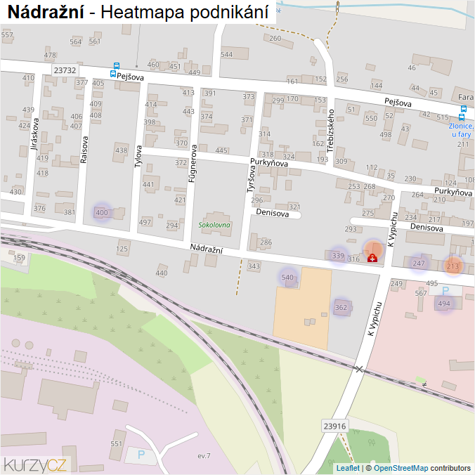 Mapa Nádražní - Firmy v ulici.