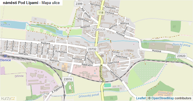 náměstí Pod Lipami - mapa ulice