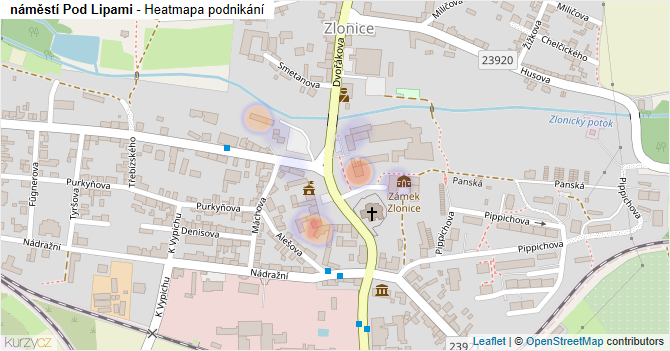 náměstí Pod Lipami - mapa podnikání