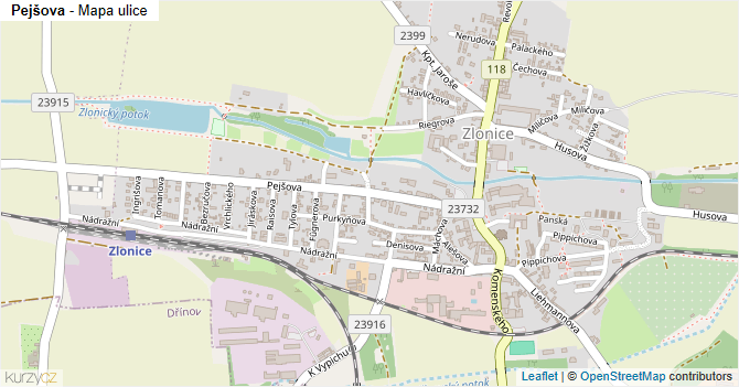 Pejšova - mapa ulice