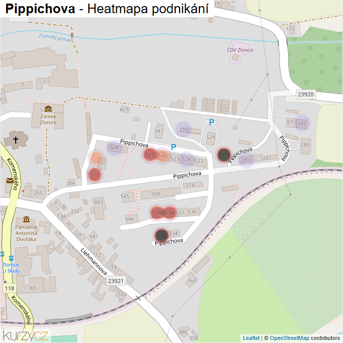 Mapa Pippichova - Firmy v ulici.