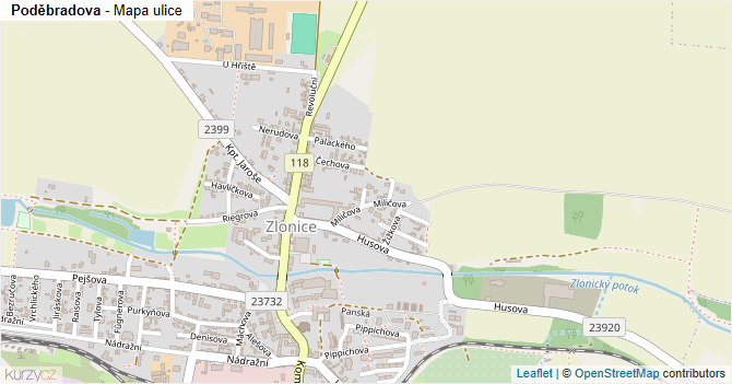 Poděbradova - mapa ulice