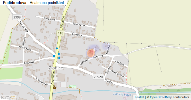Poděbradova - mapa podnikání