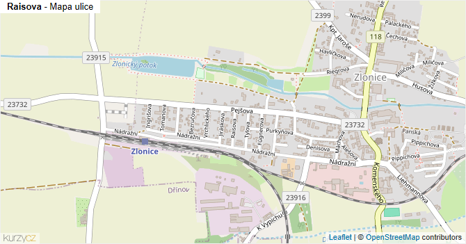 Raisova - mapa ulice