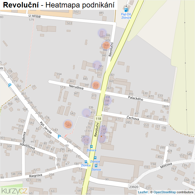 Mapa Revoluční - Firmy v ulici.