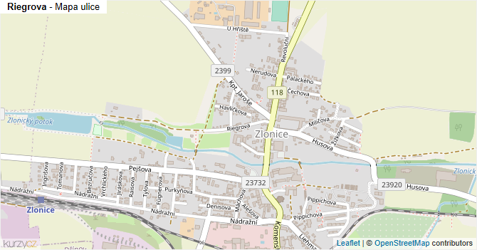 Riegrova - mapa ulice