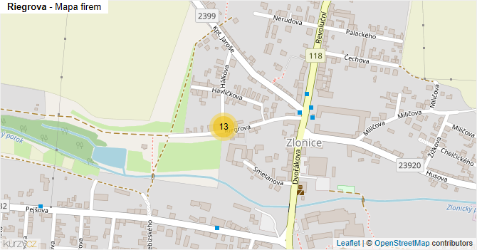 Riegrova - mapa firem