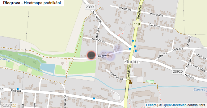 Riegrova - mapa podnikání