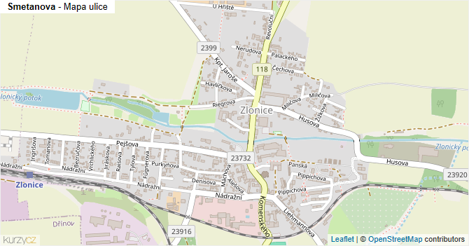 Smetanova - mapa ulice