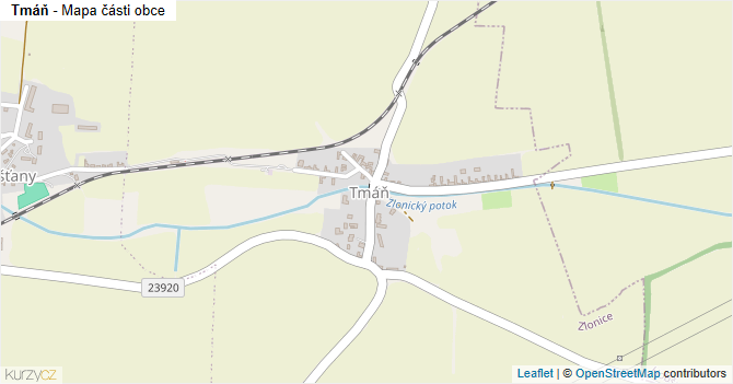 Tmáň - mapa části obce