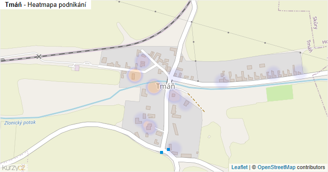 Tmáň - mapa podnikání