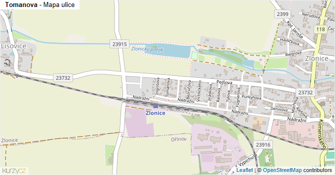 Tomanova - mapa ulice