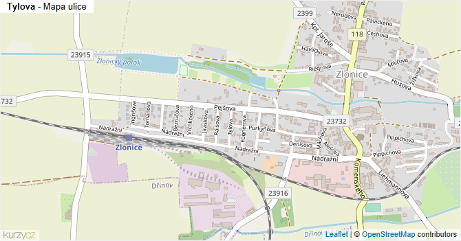 Tylova - mapa ulice