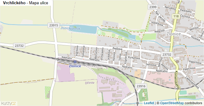 Vrchlického - mapa ulice