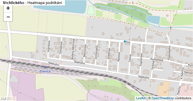 Vrchlického - mapa podnikání