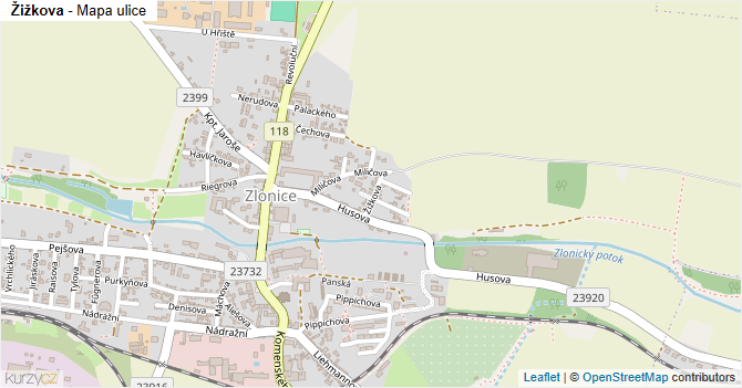 Žižkova - mapa ulice