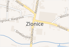 Zlonice v obci Zlonice - mapa části obce