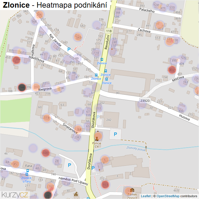 Mapa Zlonice - Firmy v části obce.