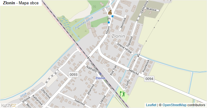 Zlonín - mapa obce