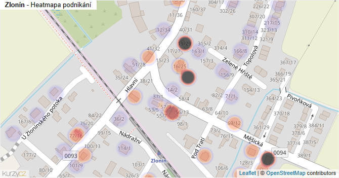 Zlonín - mapa podnikání