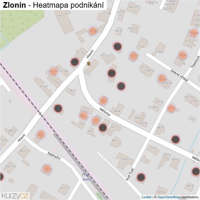 Mapa Zlonín - Firmy v obci.