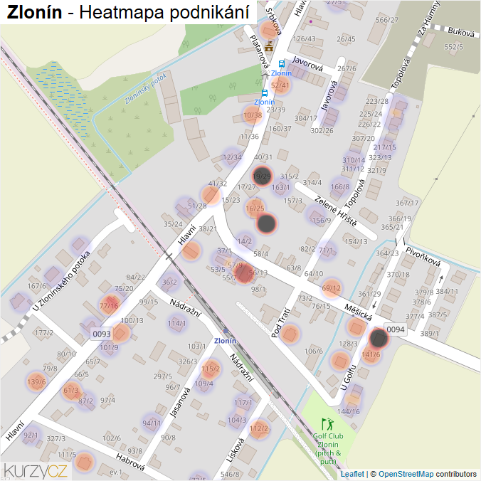 Mapa Zlonín - Firmy v části obce.