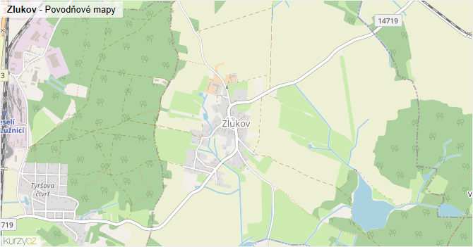 Zlukov - záplavové mapy stoleté vody