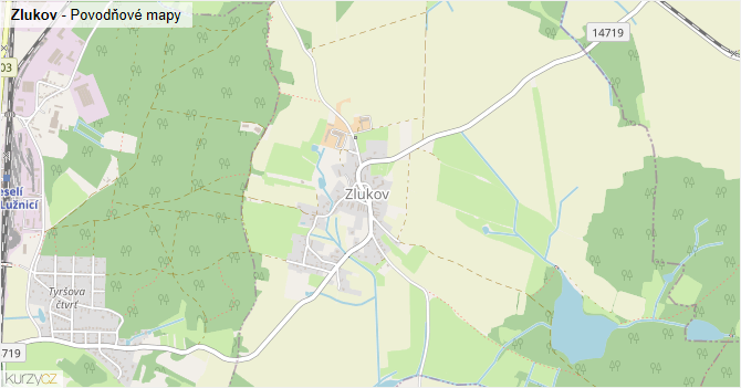 Zlukov - záplavové mapy stoleté vody