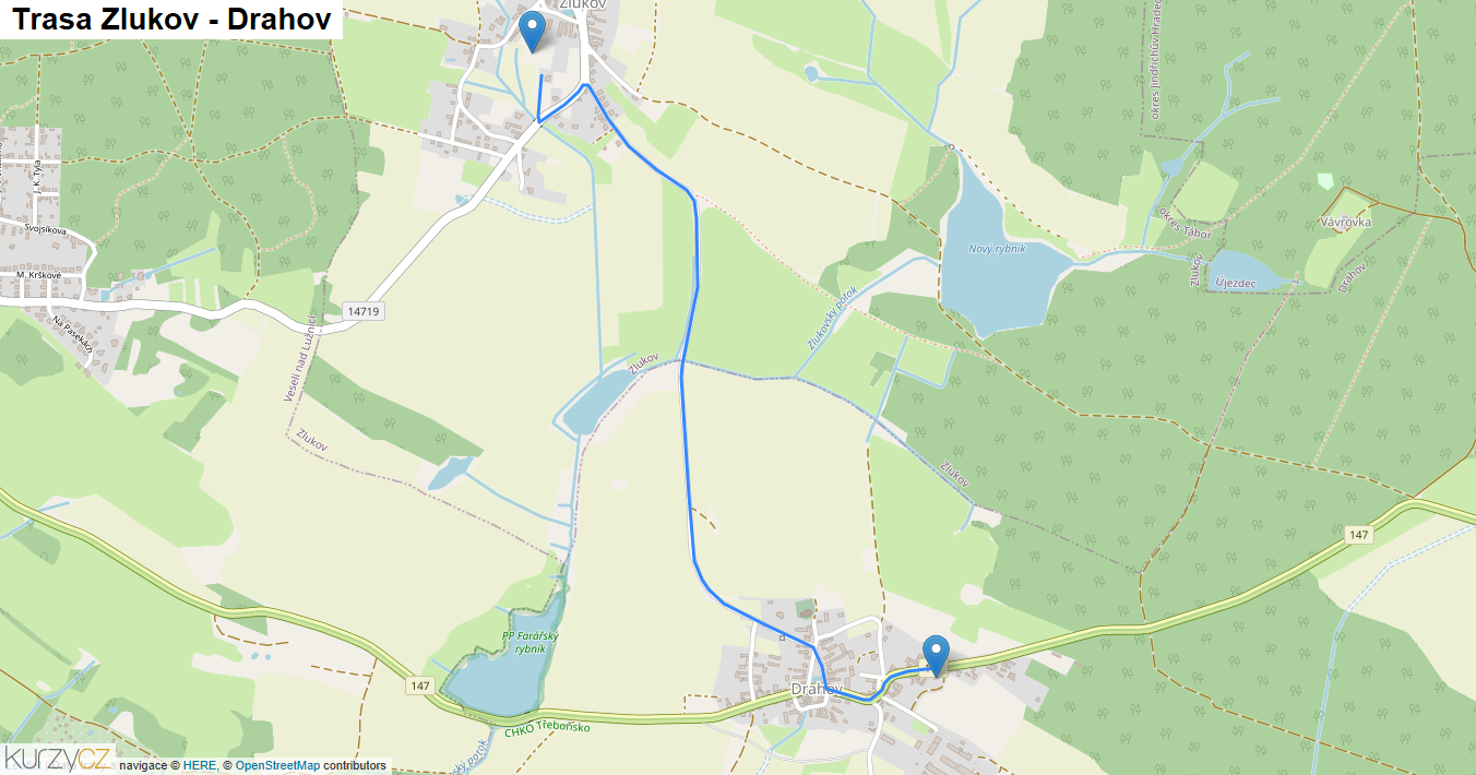 Zlukov-Drahov, mapa trasy