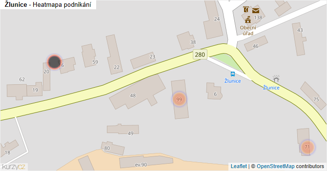 Žlunice - mapa podnikání
