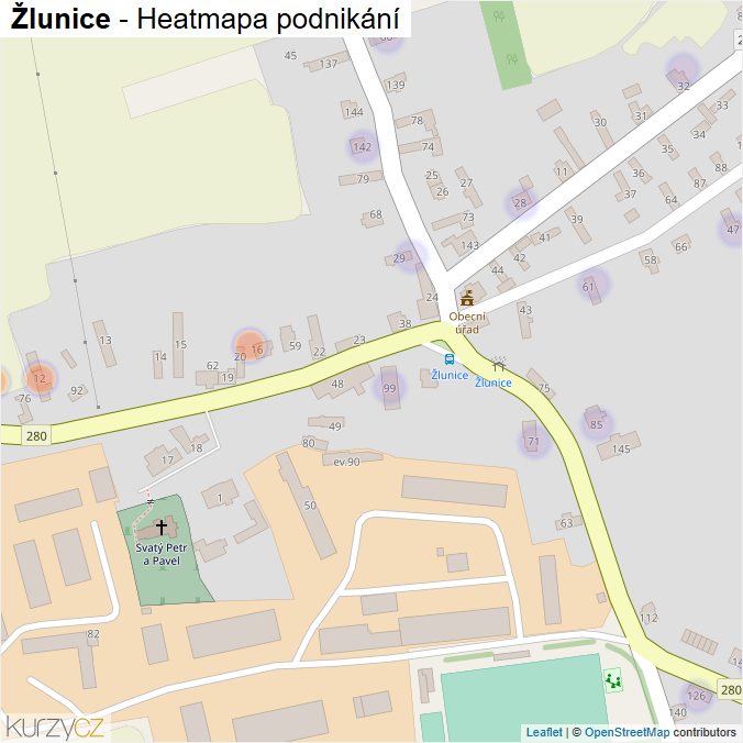 Mapa Žlunice - Firmy v části obce.