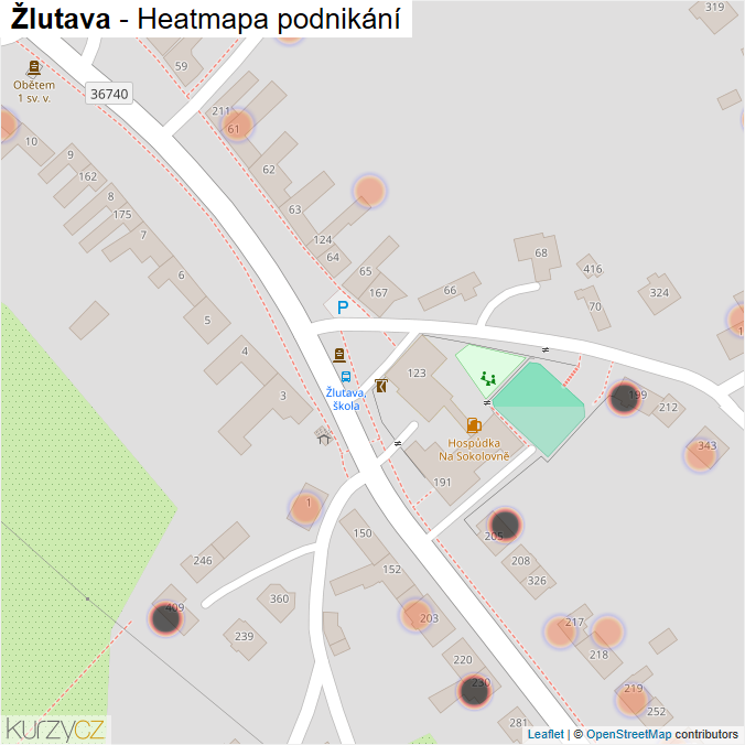 Mapa Žlutava - Firmy v obci.